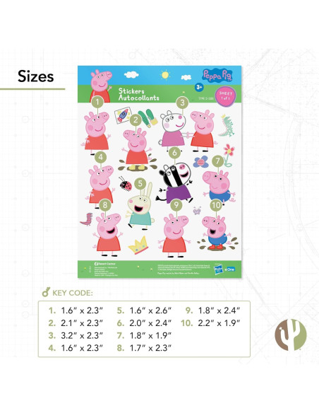 Calcomanías Peppa Pig - 19 Calcomanías Vinilo Premium 21.6x27.9cm