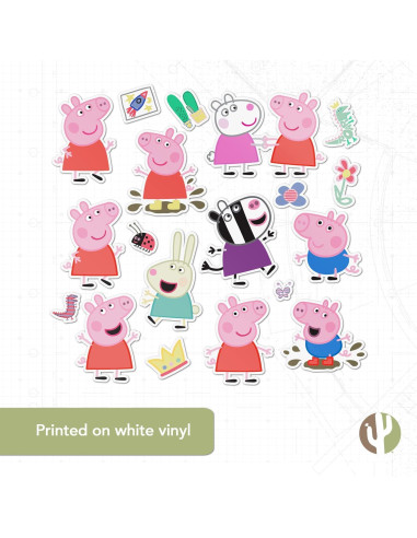 Calcomanías Peppa Pig - 19 Calcomanías Vinilo Premium 21.6x27.9cm