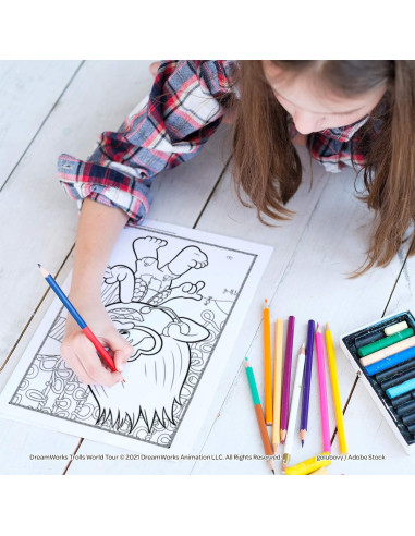 Libro de Actividades para Colorear por Números DreamWorks Trolls 32 Páginas