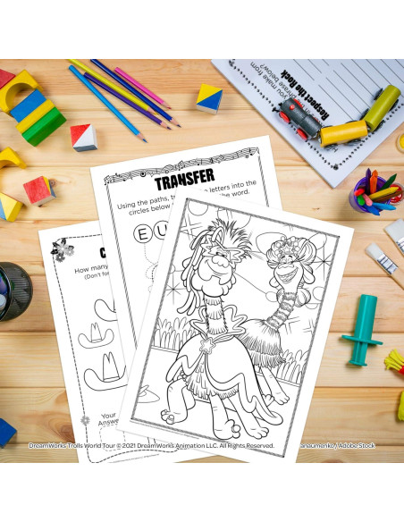 Libro de Actividades para Colorear por Números DreamWorks Trolls 32 Páginas