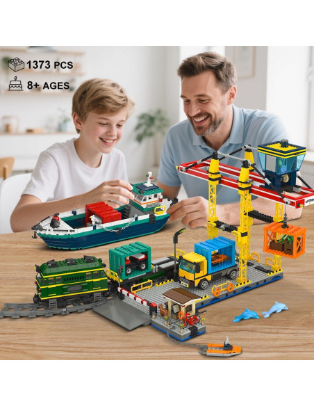 Set de Construcción HOGOKIDS City Wharf con Grúa y Barco 1373PCS Set de Construcción HOGOKIDS City Wharf con Grúa y Barco 1373PCS