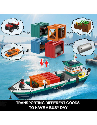 Set de Construcción HOGOKIDS City Wharf con Grúa y Barco 1373PCS