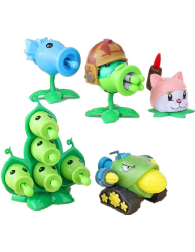 Figura de Acción PVZ JHESAO Guisante + 5 Lanzadores 12x15 cm