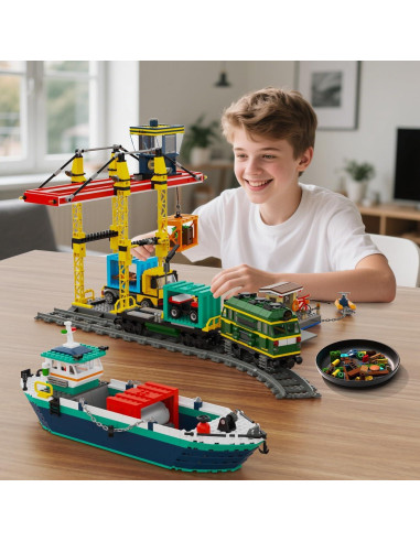 Set de Construcción HOGOKIDS City Wharf con Grúa y Barco 1373PCS