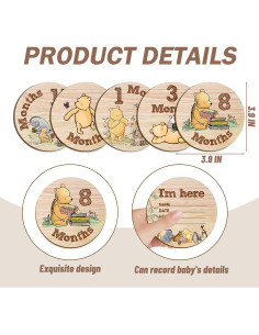 7 Círculos Mensuales de Hitos para Bebés Winnie The Pooh 2