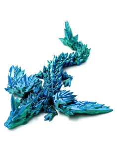 Dragón Alado Impreso en 3D Azul Verde - Decoración Oficina