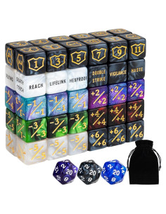 63 Piezas Contadores de Dados MTG con Bolsa de Terciopelo