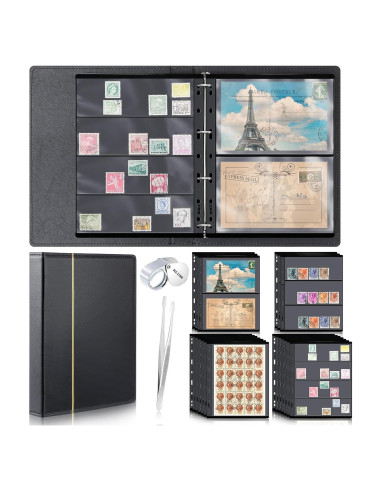 Álbum de Colección de Sellos Lewtemi 20 Páginas Negro