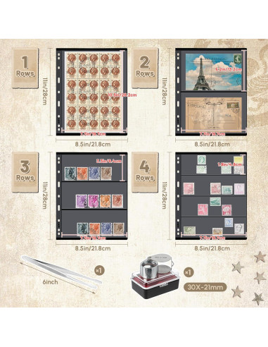 Álbum de Colección de Sellos Lewtemi 20 Páginas Negro