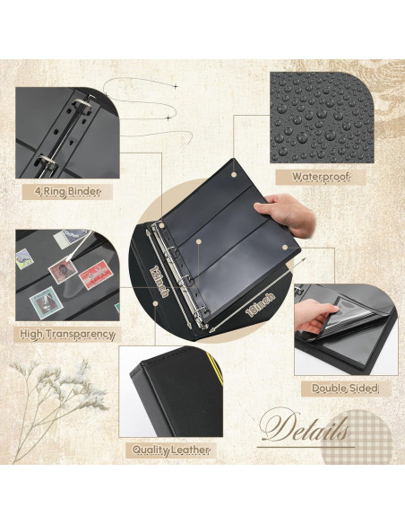 Álbum de Colección de Sellos Lewtemi 20 Páginas Negro Álbum de Colección de Sellos Lewtemi 20 Páginas Negro