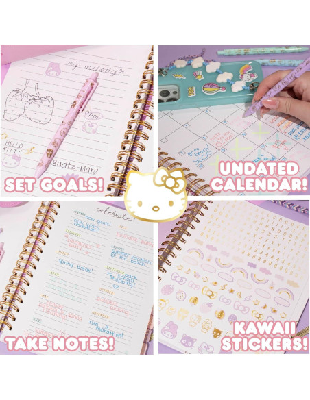 Agenda Hello Kitty Tapa Dura 70 Páginas con Stickers Kawaii Agenda Hello Kitty Tapa Dura 70 Páginas con Stickers Kawaii
