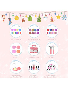 Juego de Maquillaje para Niñas GirlsHome 56 Pcs Rosa Frozen 2
