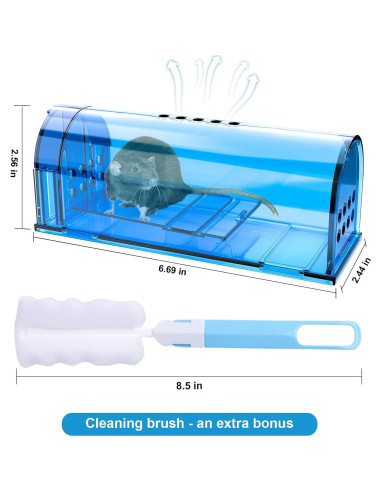 Trampa Humana para Ratones Wanqueen 4 Pcs Reutilizable Azul