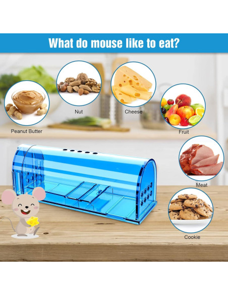 Trampa Humana para Ratones Wanqueen 4 Pcs Reutilizable Azul