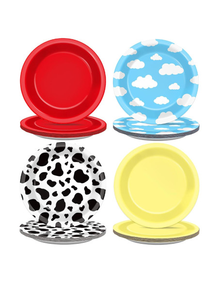 48 Platos de Papel Desechables CHUNNIN Estampado de Vaca 17.78 cm