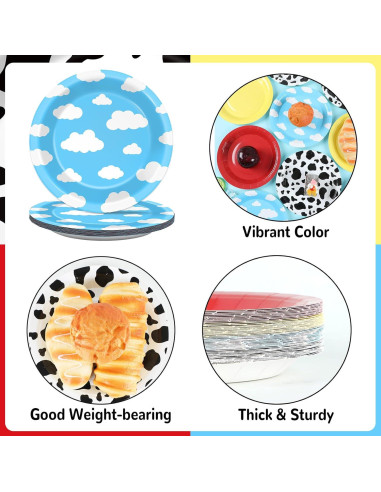48 Platos de Papel Desechables CHUNNIN Estampado de Vaca 17.78 cm