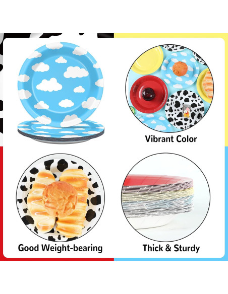 48 Platos de Papel Desechables CHUNNIN Estampado de Vaca 17.78 cm