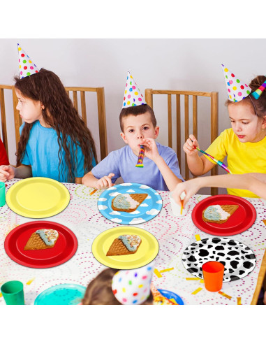 48 Platos de Papel Desechables CHUNNIN Estampado de Vaca 17.78 cm