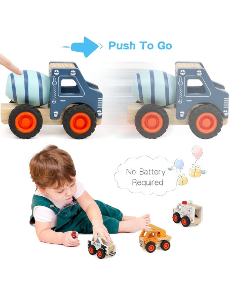 6 Coches de Madera DIPALENT para Niños 1-3 Años Juguetes Montessori