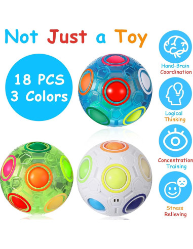 Lenwen 18 Bolas Rompecabezas Arcoíris Antiestrés 7 cm