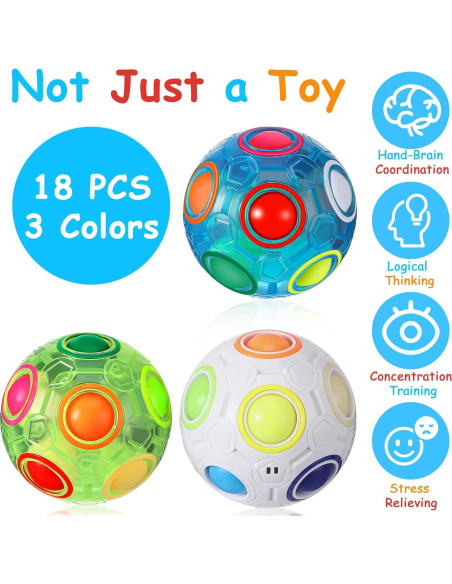 Lenwen 18 Bolas Rompecabezas Arcoíris Antiestrés 7 cm