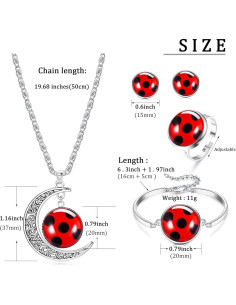 Conjunto de Joyería de Mariquita HAIAISO - Pulsera, Collar, Anillo y Pendientes 2