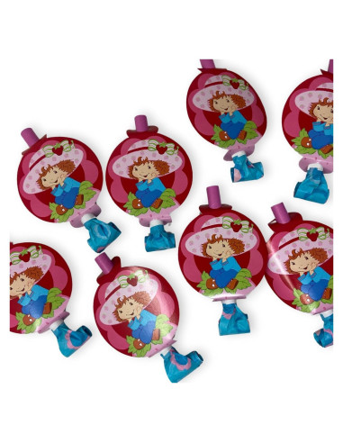 Silbatos de Fiesta de Pastel de Fresa - Paquete de 8 Unidades