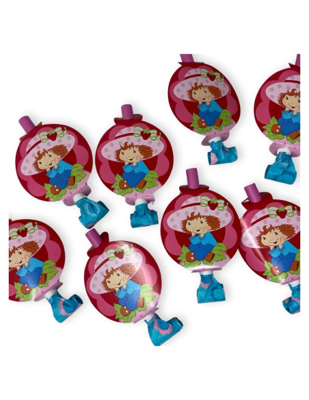 Silbatos de Fiesta de Pastel de Fresa - Paquete de 8 Unidades