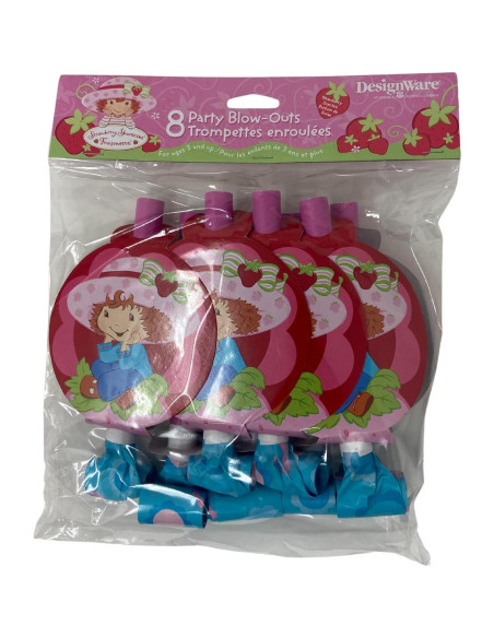 Silbatos de Fiesta de Pastel de Fresa - Paquete de 8 Unidades