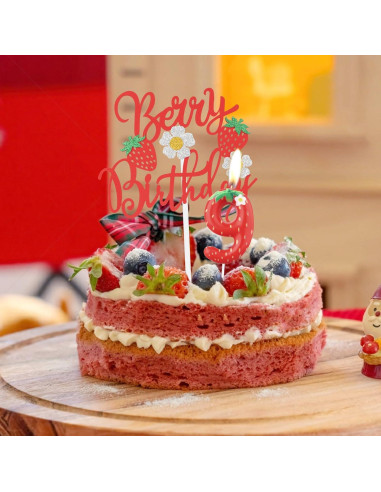 Vela de Cumpleaños de Fresa 5 iNINGER - Adorno Pastel Fiesta