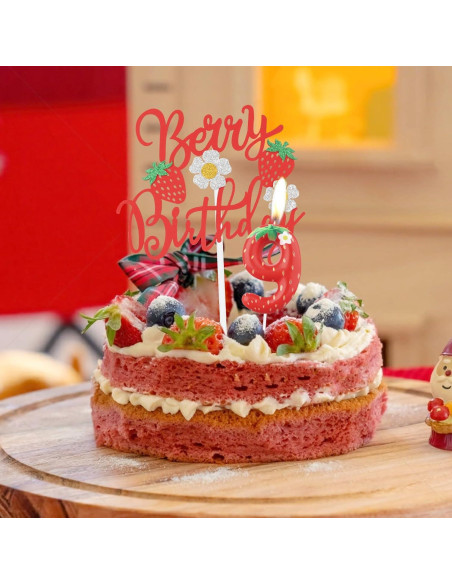 Vela de Cumpleaños de Fresa 5 iNINGER - Adorno Pastel Fiesta