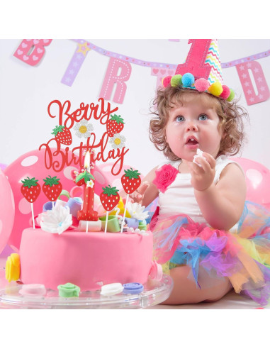 Vela de Cumpleaños de Fresa 5 iNINGER - Adorno Pastel Fiesta