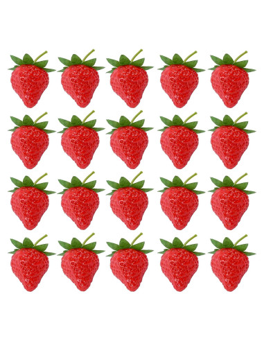 Fresas Artificiales RONRONS 20 Piezas Decorativas Realistas
