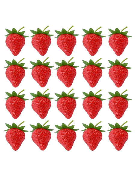 Fresas Artificiales RONRONS 20 Piezas Decorativas Realistas