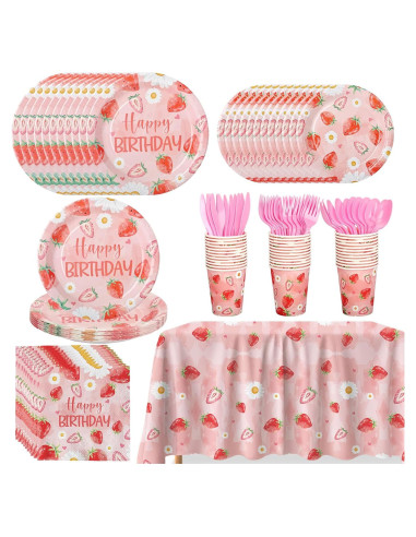 Suministros de Fiesta de Fresa YMDOBIGER para 24 Invitados