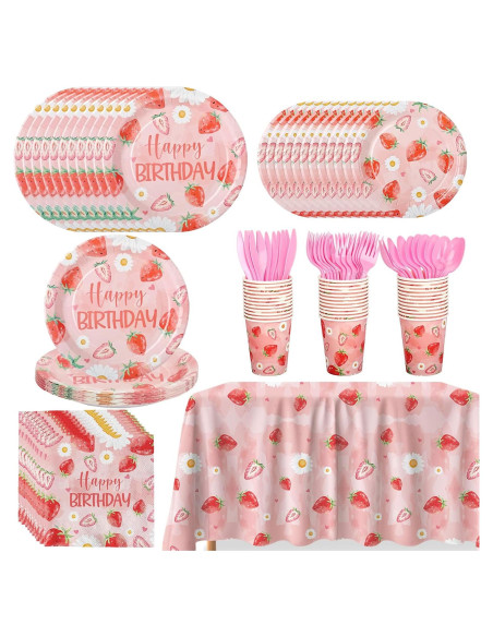 Suministros de Fiesta de Fresa YMDOBIGER para 24 Invitados