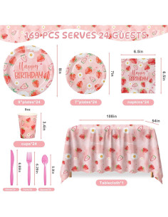 Suministros de Fiesta de Fresa YMDOBIGER para 24 Invitados 2