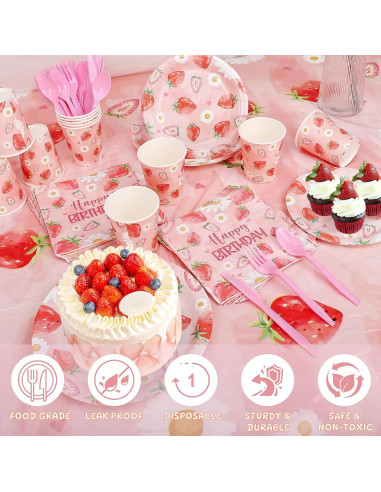 Suministros de Fiesta de Fresa YMDOBIGER para 24 Invitados