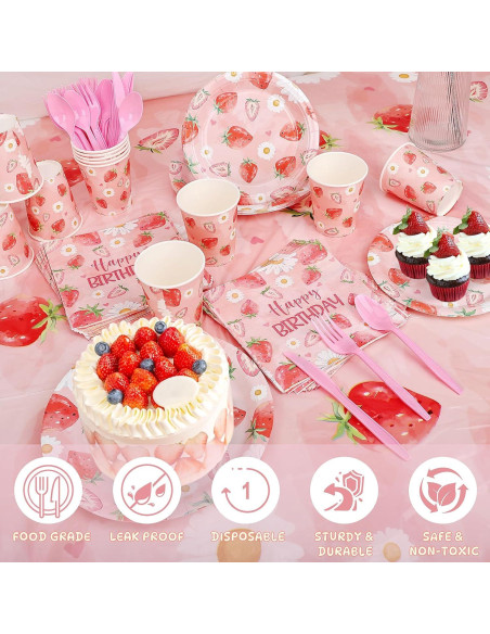 Suministros de Fiesta de Fresa YMDOBIGER para 24 Invitados