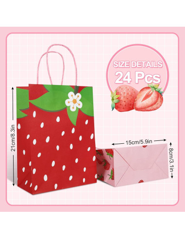 Bolsas de Regalo de Fresa Whaline 24 Unidades 15x8x21cm