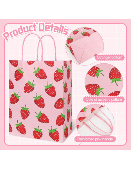 Bolsas de Regalo de Fresa Whaline 24 Unidades 15x8x21cm