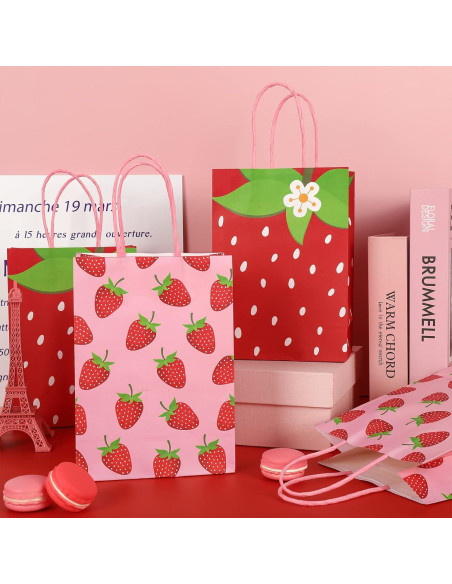 Bolsas de Regalo de Fresa Whaline 24 Unidades 15x8x21cm