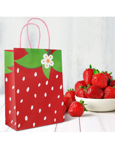 Bolsas de Regalo de Fresa Whaline 24 Unidades 15x8x21cm