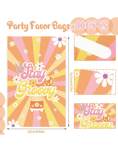 Paquete de 100 Bolsas de Fiesta Groovy Hotop 16.5x24.6cm