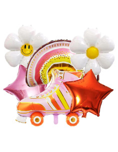 Paquete de 7 Globos de Aluminio Hippie Arcoíris LOONELO