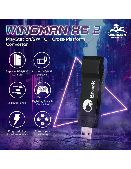 Adaptador Inalámbrico Brook Wingman XE2 - Convertidor 2-en-1 PS4, PS5, Xbox, Switch