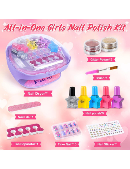 Kit de Esmalte de Uñas Shemira Morado con Secador y Accesorios