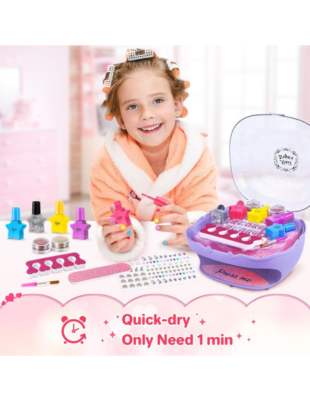 Kit de Esmalte de Uñas Shemira Morado con Secador y Accesorios