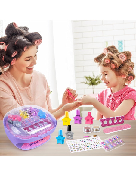 Kit de Esmalte de Uñas Shemira Morado con Secador y Accesorios