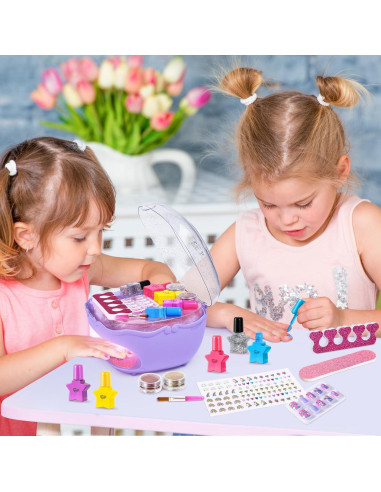 Kit de Esmalte de Uñas Shemira Morado con Secador y Accesorios